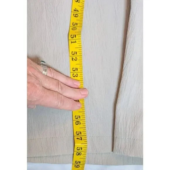 Women's Palazzo Overall Jumpsuit Romper L Beige Tan Neutral Color Big Bib Pocket - Picture 10 of 11